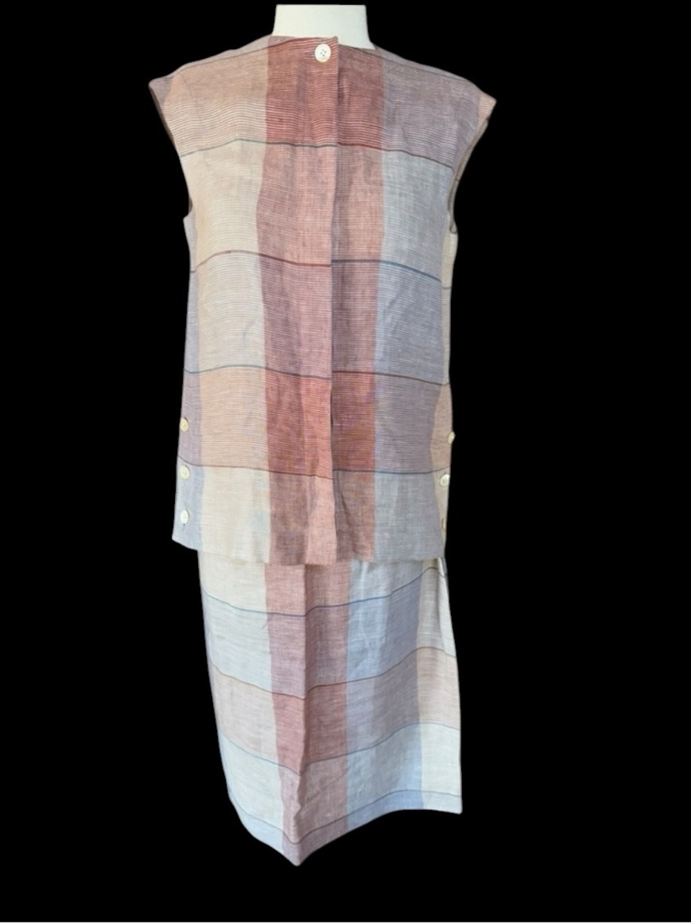 1970s designer Adele Simpson Cotton Blend 2 Piece Skirt Set